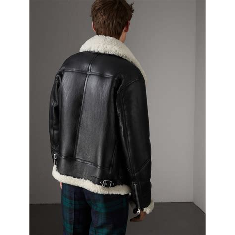 burberry cropped shearling aviator jacket|burberry shearling jacket men's.